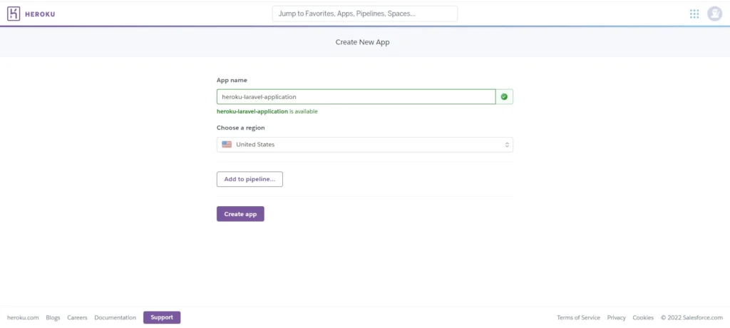 Create a laravel app heroku